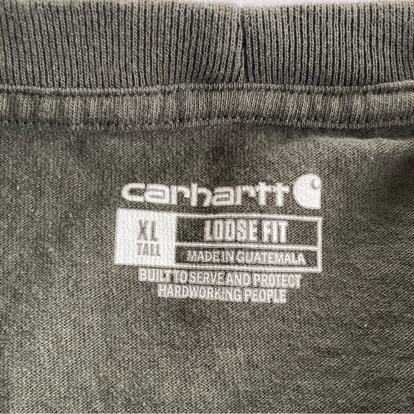 Carhartt T-Shirt Mens XL Tall Pocket Tee Logo Loose Fit Dk Green Workwear Nice - Picture 6 of 7